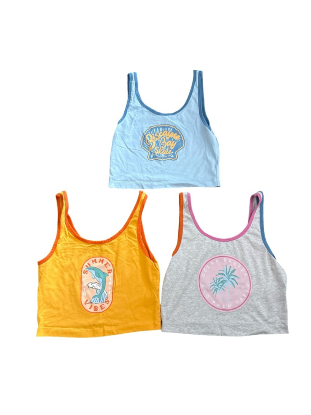 3x Summer Vibe Crop Tank Tops - size L